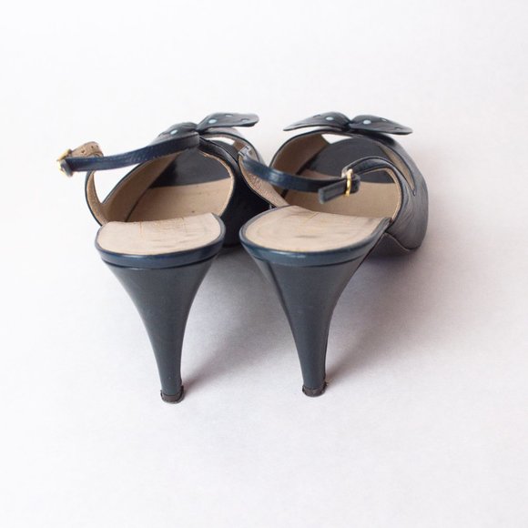 Bruno Magli Vintage Size 10 B Heeled Peep Toe Sandals with Polka Dot Bow - Picture 11 of 14